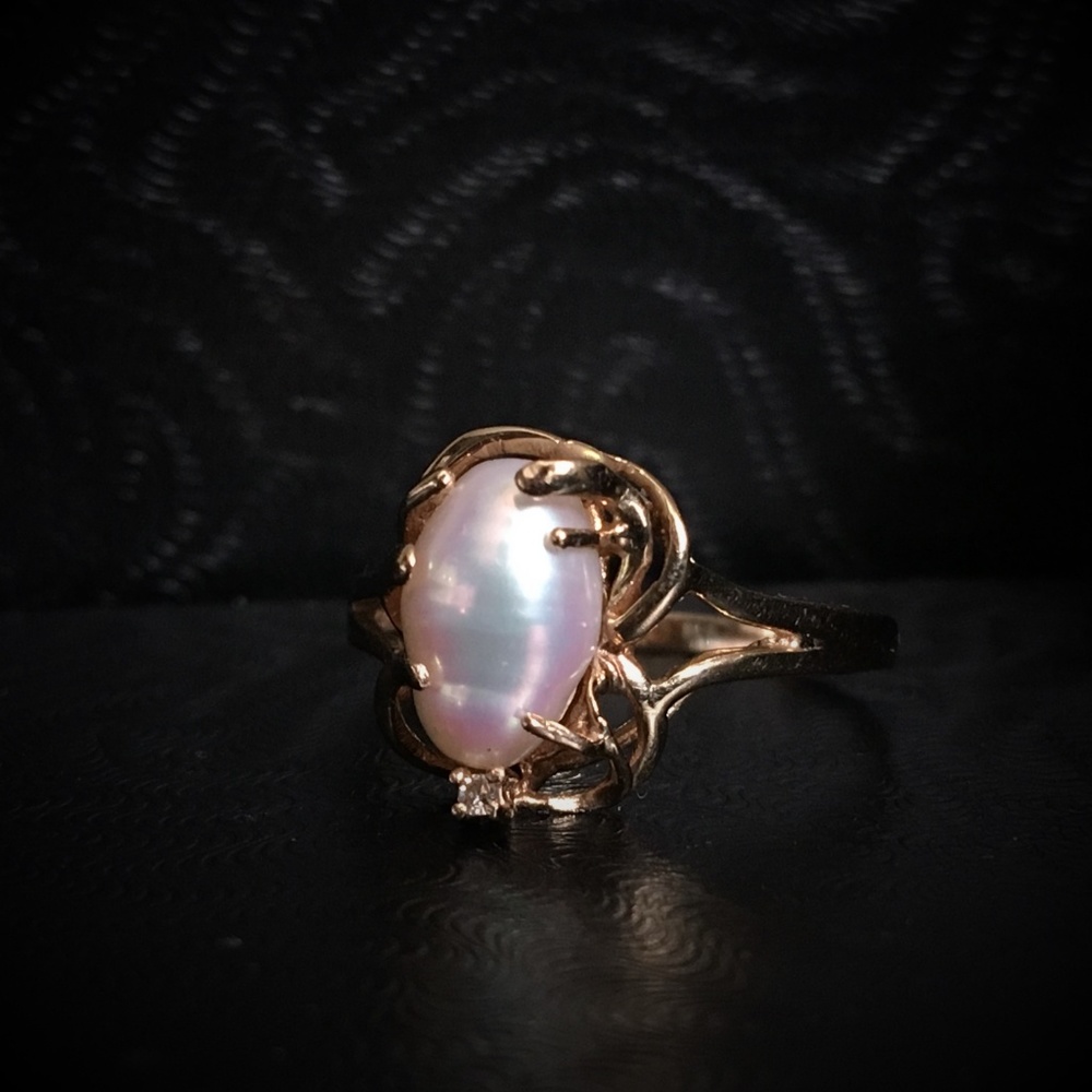 SOLD 14k Free Form Pearl Ring - Picture 3 of 8